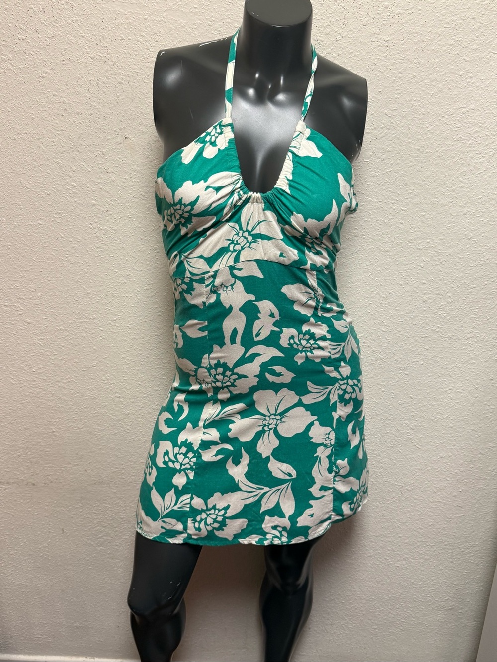 O'Neill Teal and White Floral Halter Chemise